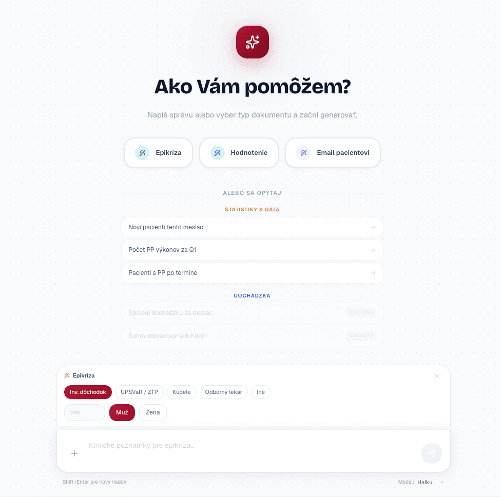 MediOps AI asistent — chat rozhranie
